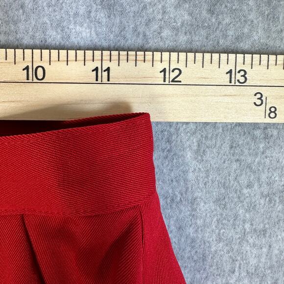 Paul Stanley Inverted Pleat Pencil Skirt WMNS 2 Petite Red Wool High Waisted Vtg - Picture 10 of 11